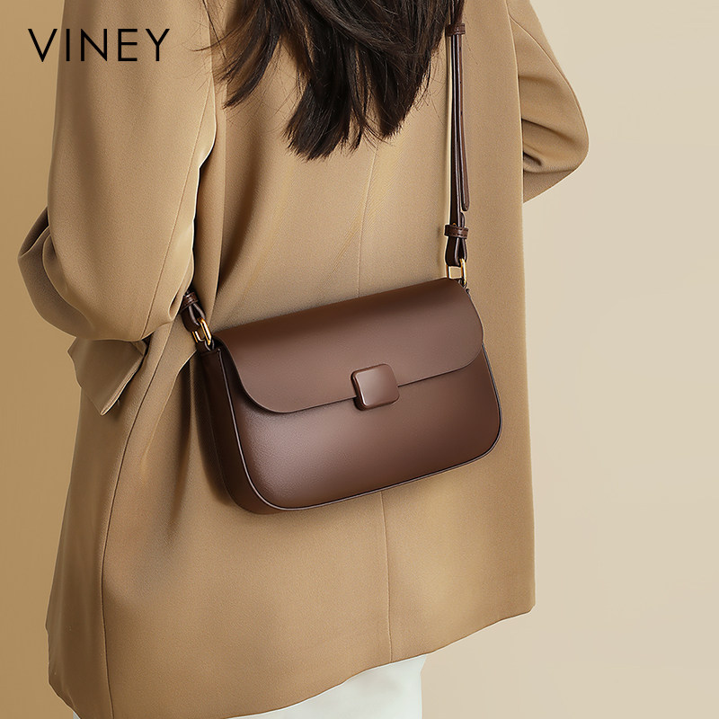Viney豆腐包包女2025新款夏季斜挎腋下小方包真皮高级感单肩女包