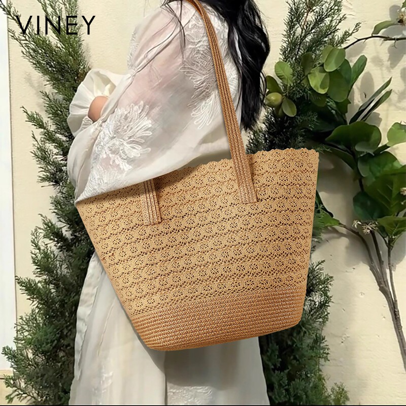 Viney包包女款2026新款女包夏季海边度假编织包大容量单肩托特包