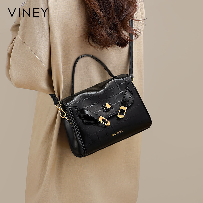 Viney凯莉包女2026新款春夏百搭真皮精致手提包通勤斜挎包小拎包
