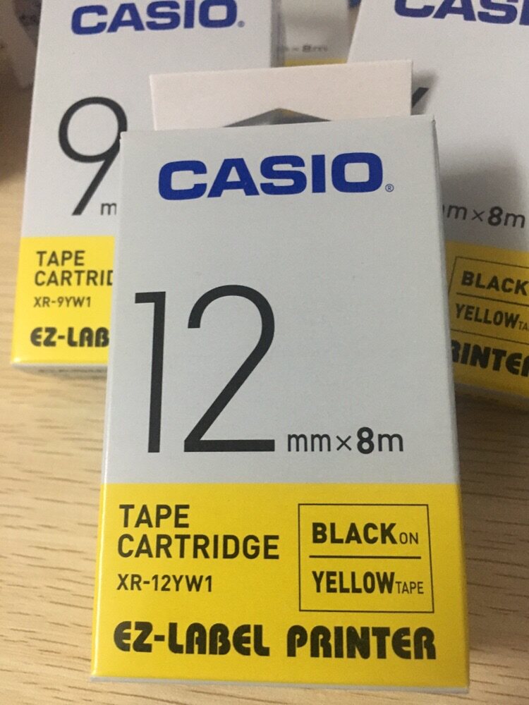 全新正品 CASIO标签带卡西欧色带XR-12YW1 12毫米黄底黑字 不干胶