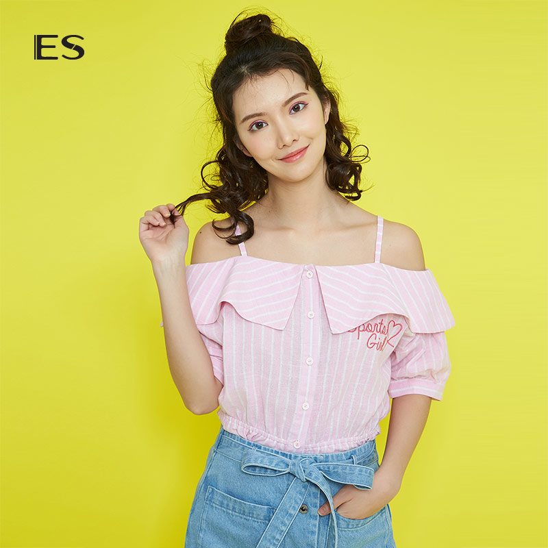 °¬¸ñES2018Ïļ¾Å®ÌõÎÆ¶Ì¿îСÇåÐÂÒ»×Ö¼ç³ÄÉÀ8E031409305