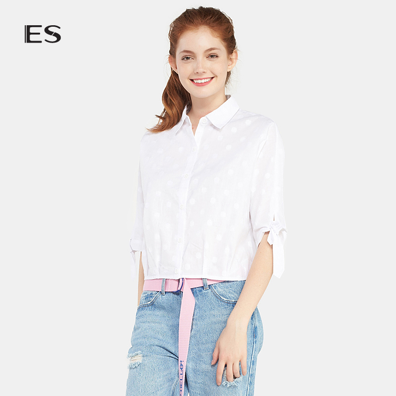 °¬¸ñESÏļ¾Ð¿îÐÝÏÐʱÉÐÇåв¨µãÓ¡»¨Îå·ÖÐä³ÄÉÀÅ®8A031402986
