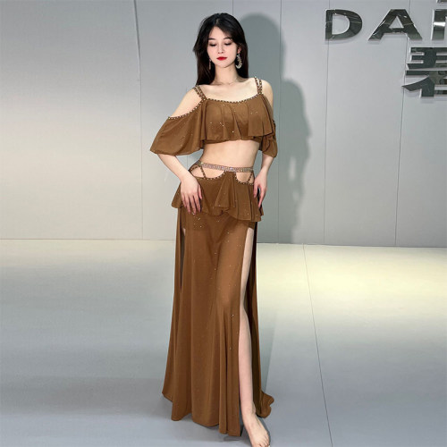烫钻网纱肚皮舞服演出练功服