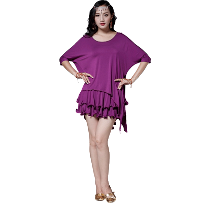 飞魅 肚皮舞上衣练功服舞蹈衣服 肚皮舞上装莫代尔蝙蝠袖上衣新款