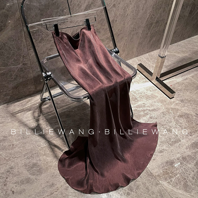BW独立设计师高定系列｜粉咖色砂洗醋酸鱼尾开叉半裙