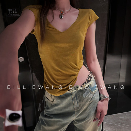 BW独立设计师单色系列｜蟠桃会｜心机朦胧性感V领巨显瘦上衣