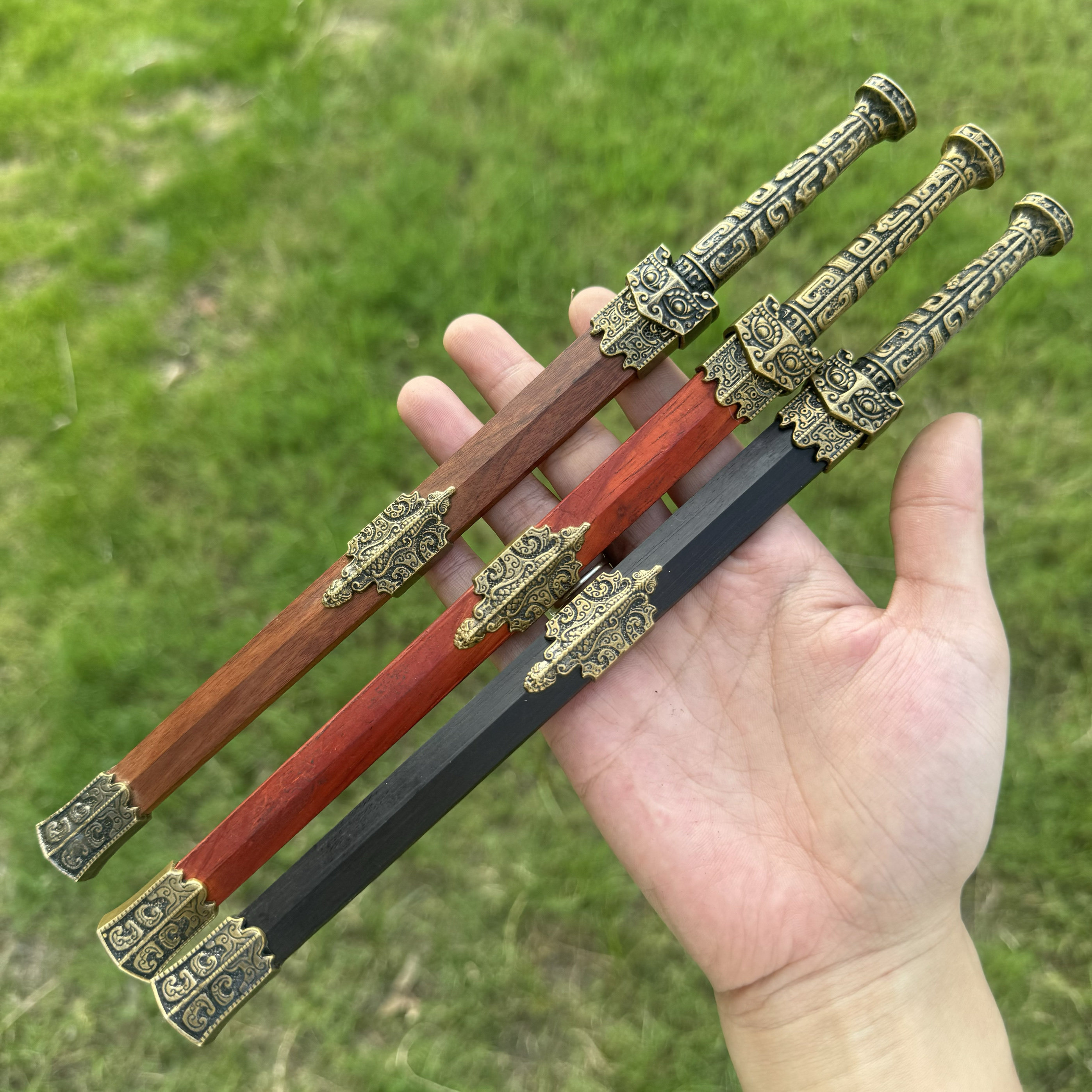 红木赵云青釭剑茶针茶刀茶锥摆件把玩收藏工艺品撬茶精美微兵器