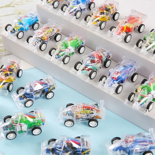 儿童玩具赛车小汽车迷你透明双层回力车幼儿园奖品男孩小礼品货源