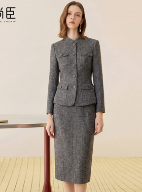 艾尚臣立领西装套装女空姐制服酒店前台案场客服办公室白领职业装