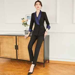 艾尚臣美容院工作服经理前台黑色西装套装女爱尚臣五星级酒店大堂