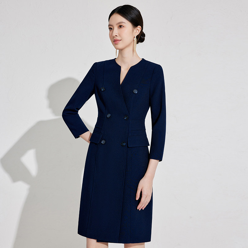 美容师工作服藏青色连衣裙女正装