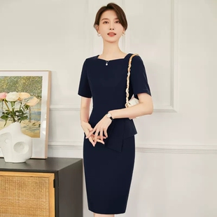 置业顾问爱尚臣珠宝店女士夏款美容院经理销售工作服职业装连衣裙