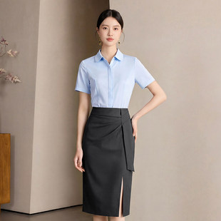 艾尚臣短袖衬衫套装女夏珠宝店售楼部置业顾问酒店前台接待工作服