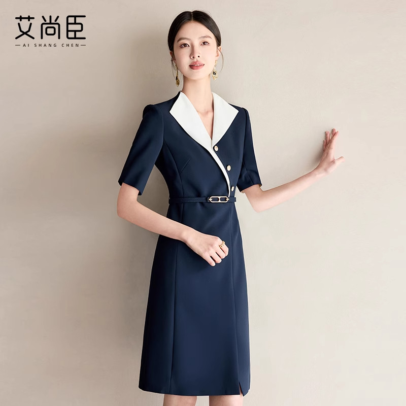 艾尚臣職業连衣裙女旗夏季舰六福珠宝店经理售楼部置业顾问工作服