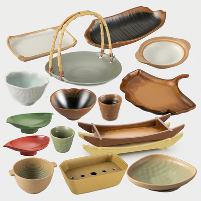 山野风餐具 自然风系列 密胺餐具 火锅烤肉店商用餐具-黑咖陶色1