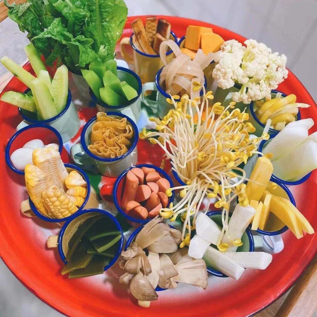 盅盅火锅装菜复古怀旧搪瓷杯餐饮老式酒北餐具订logo量大包邮网红