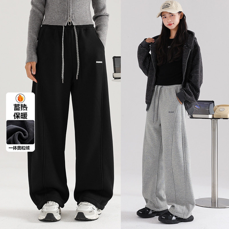 女大童加绒运动裤2025新款冬裤子