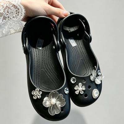 白蝶花叙适配crocs洞洞鞋配饰芭蕾鞋鞋花鞋扣卡扣装饰DIY配件饰品