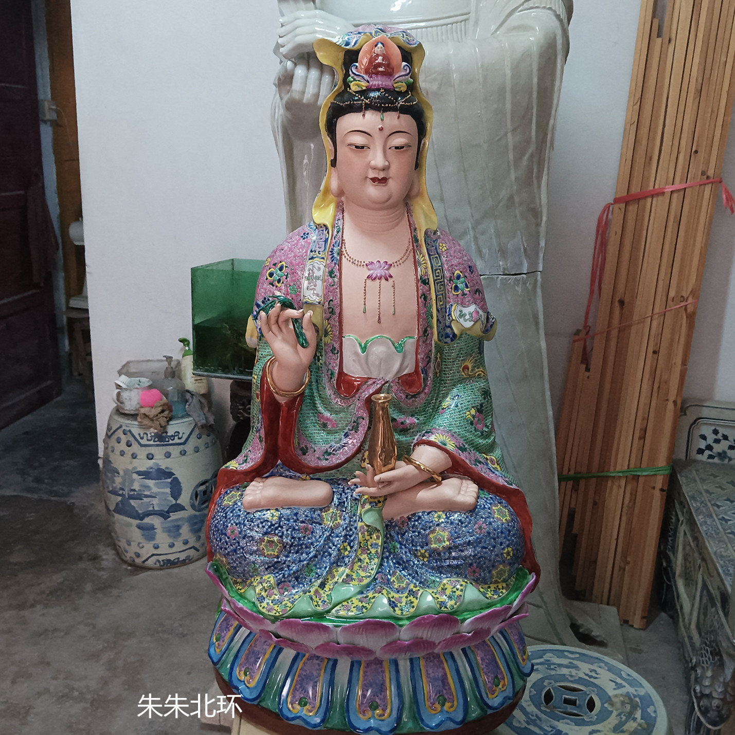 雕塑陶瓷净瓶柳枝观音菩萨佛像家用神像供奉摆件送子观世音坐像76