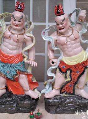 景德镇雕塑瓷器哼哈二将门神摆件