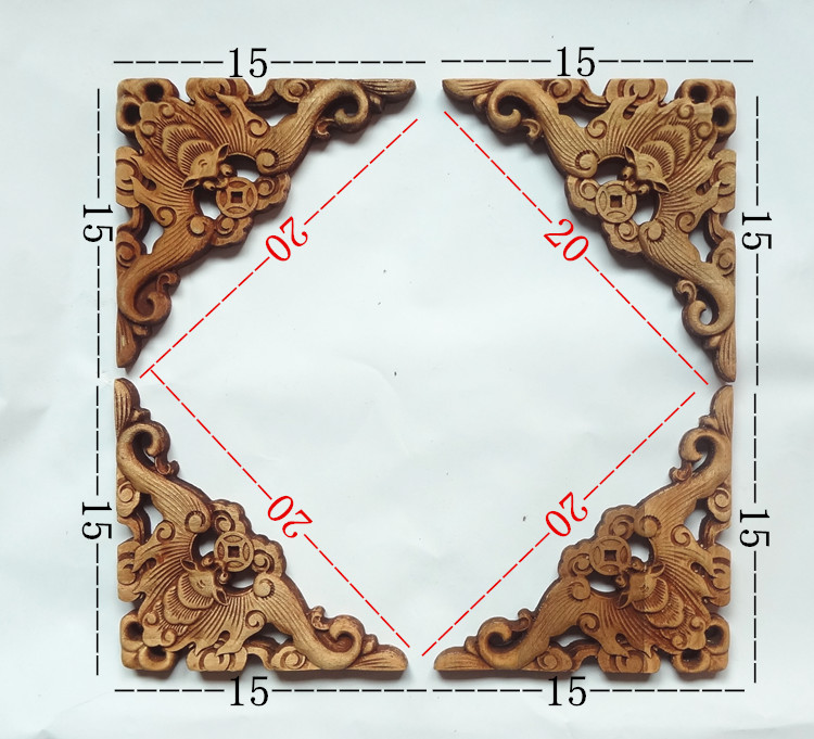 东阳木雕挂件樟木雕刻蝙蝠角花实木吊顶贴花家居饰品装饰角花三角