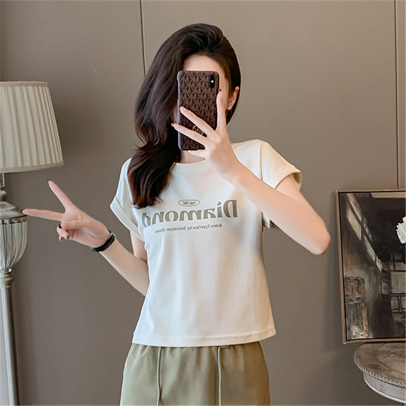 短款圆领短袖t恤女夏季