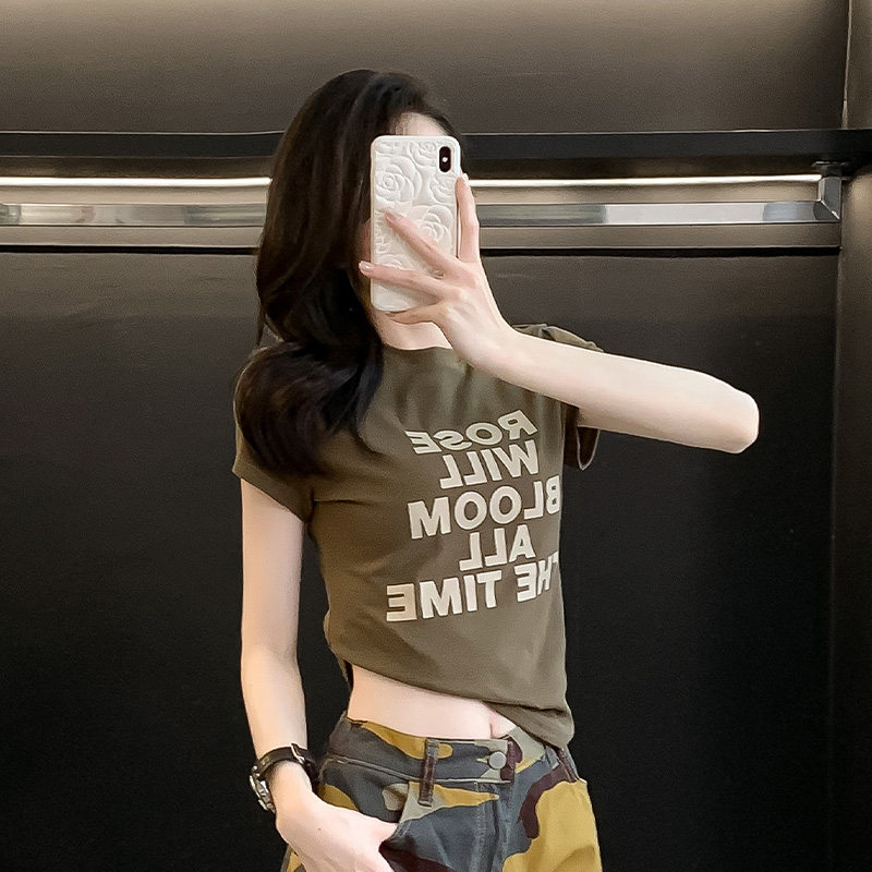 紧身短款正肩t恤短袖女夏季