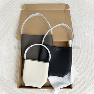 鼎版原单The*Row极简风荔枝纹牛皮大容量水桶包百搭单肩手提包女