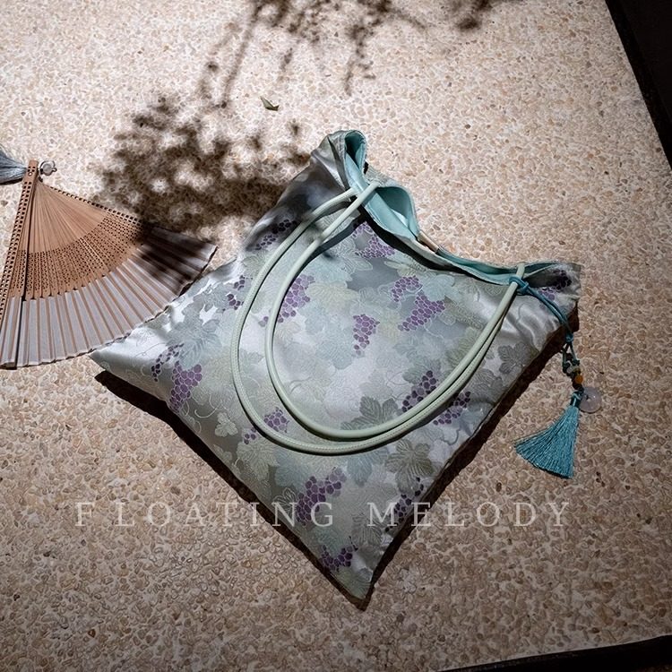 春夏国风新中式紫绿葡萄单肩大包包休闲FloatingMelody浮月笙原创,箱包皮具/热销女包/男包,托特包,淘宝优惠券,粉丝福利购,淘宝优惠卷