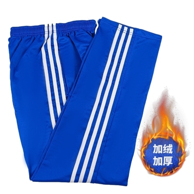 校服裤子二条杠儿童运动小学生冬季三条加厚一道通用透气款藏蓝高