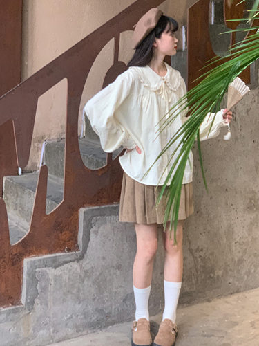 春夏全棉衬衫娃娃领可爱百搭内搭