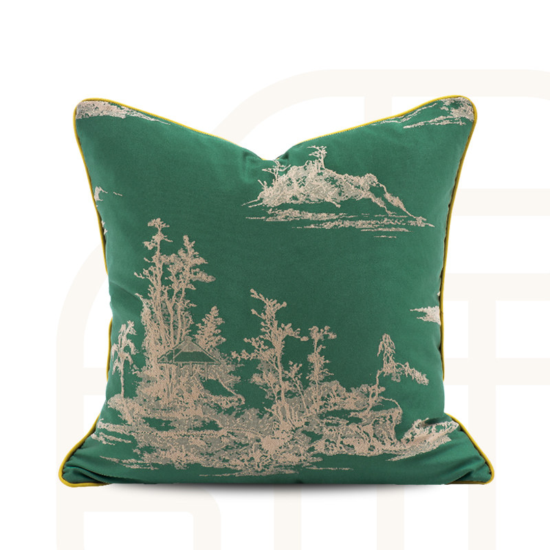 【满缘】样板间布艺抱枕含芯新中式刺绣靠垫客厅沙发靠枕靠背腰靠