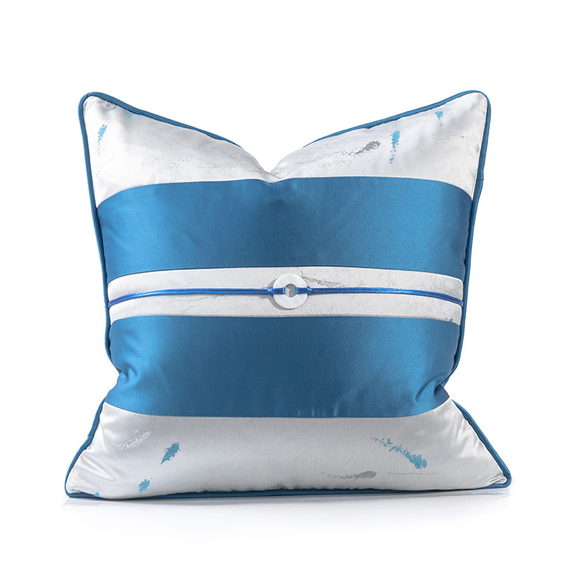 【满缘】新中式轻奢灰蓝色抱枕样板房靠垫卧室客厅沙发靠枕方枕