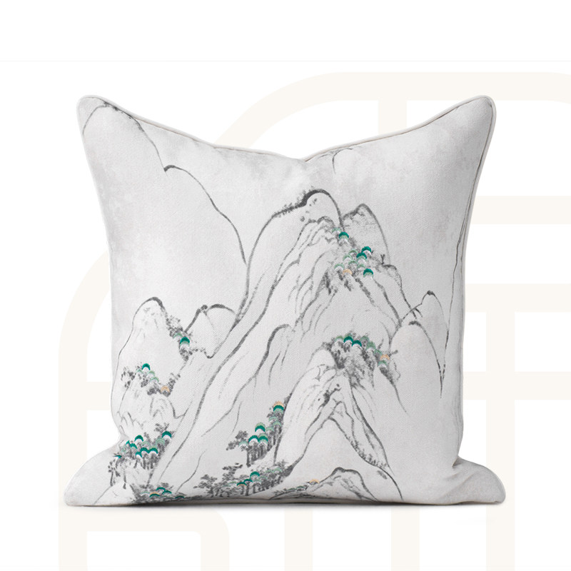 【满缘】样板间软装布艺沙发抱枕靠垫新中式抱枕含芯卧室床头腰靠