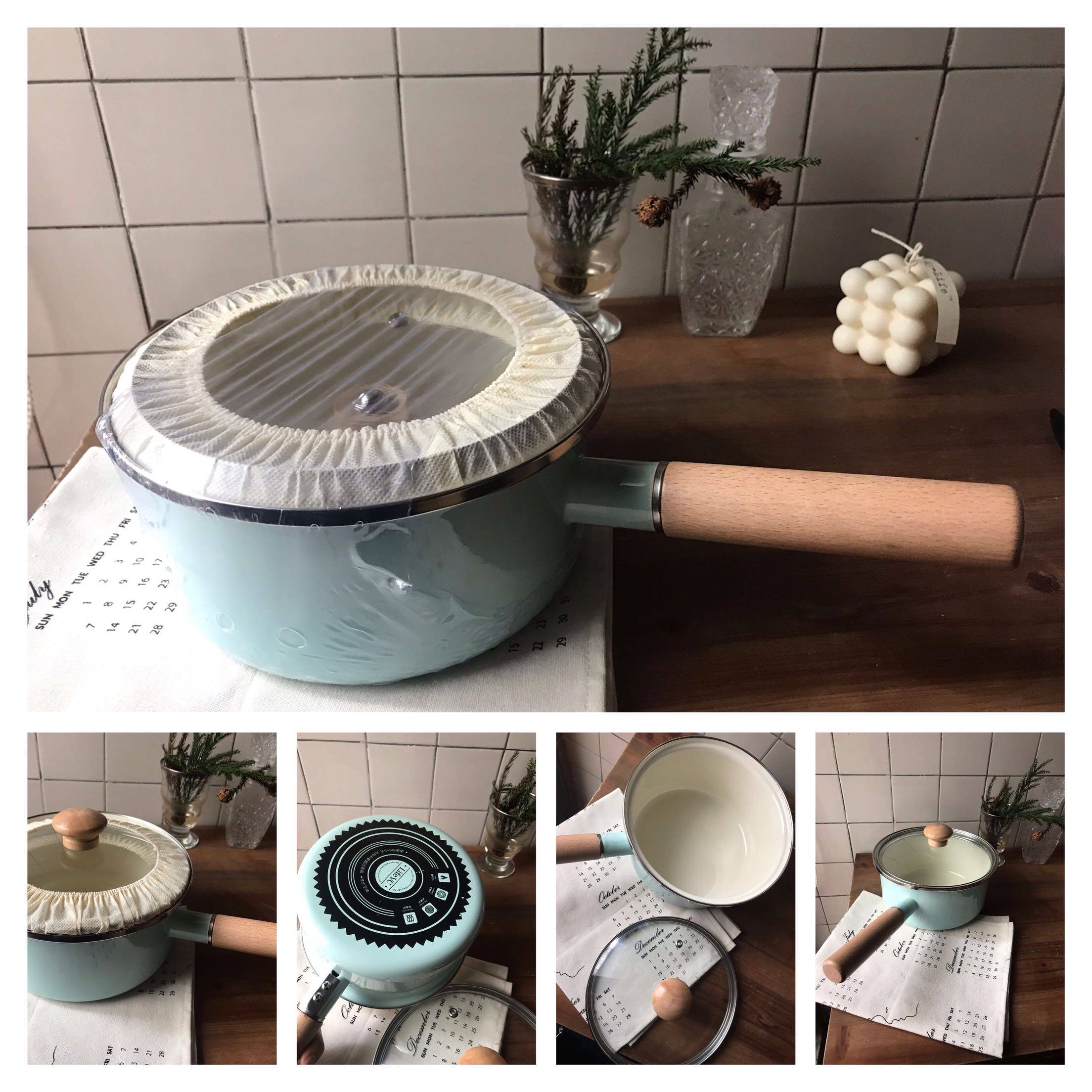 ins爆红搪瓷锅 把手锅 北欧锅 日系家居水锅 明火电磁炉可用 包邮