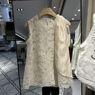 茶后8762无袖蕾丝衬衫小衫