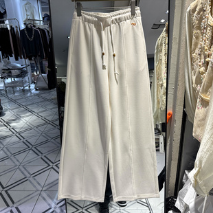 正品 2606 欧洲站春装 女裤 女 小马刺绣花抽绳松紧腰休闲舒适直筒裤