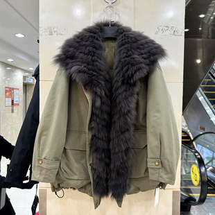 超大狐狸毛领门禁毛宽松小个中长轻奢鹅绒羽绒服欧货冬装 1295