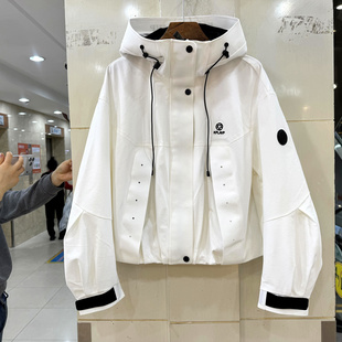 连帽冲服衣派克服 标镂空五角星休闲宽松短装 卡菲莱8809 高级感袖