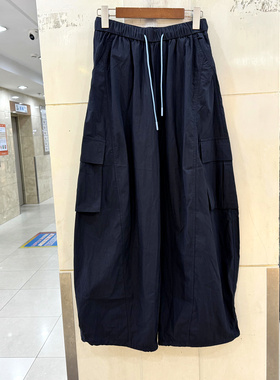 33-K5860-1 时尚抽绳松紧腰休闲宽松减龄工装弯刀裤速干裤夏装女