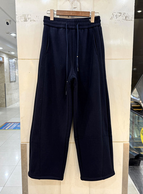 鑫文丽9986 字母R抽绳松紧腰加绒加厚糯米呢弯刀裤卫裤女裤冬装女