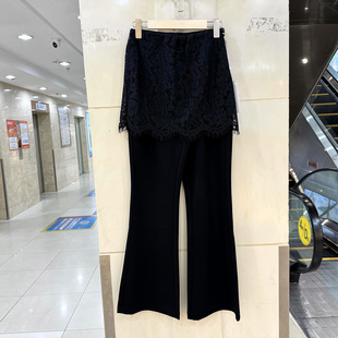 春正品 华溢隆7056 喇叭裤 弹力鱼尾裤 时尚 松紧高腰蕾丝遮屁帘修身