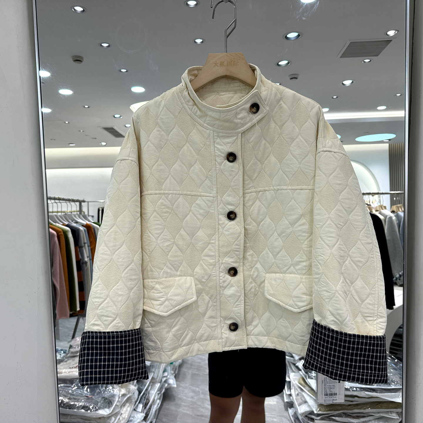 印象秋水Y5832几何图案棉衣外套