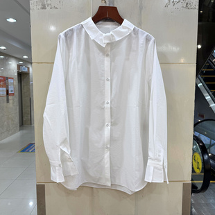 欧洲站春装 减龄休闲白衬衫 2026新 荷叶木耳边不规则翻领法式 JD632