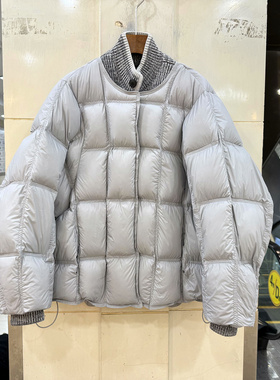 68008 时尚针织拼接立领单排扣泡泡袖泡芙时尚加厚假两件羽绒服冬