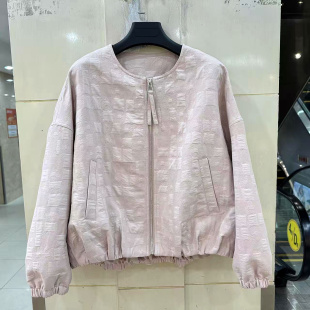 短夹克外套春 泡泡方格拉链圆领休闲夹棉薄款 卓颜秋J261W012 时尚