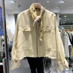 女 人丝亚麻短外套欧货春装 韩伊雪H2635 小马花色方巾拉链休闲短装