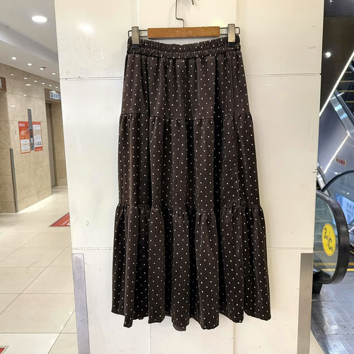 阳光女人9905波点丝绒半身裙