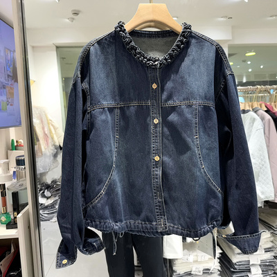 J3015木耳花边牛仔短外套