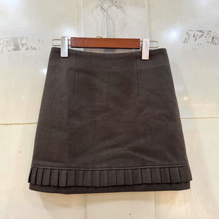 2025时尚 冬装 高腰下压褶木耳边防走光毛呢半身裙短裙 6319 Beauty